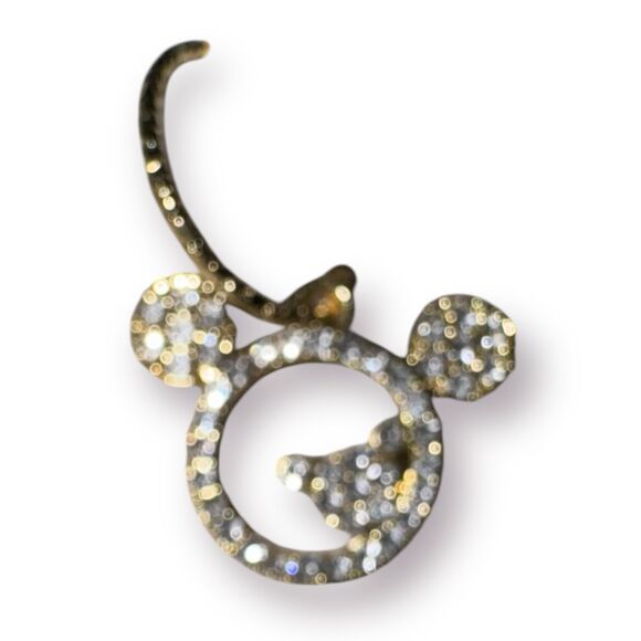 Zhi Lin Disney Gold Crystal Mickey Mouse Earrings Rhinestones BNWT - Picture 4 of 5